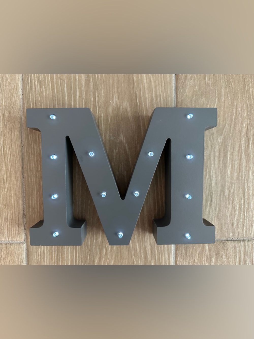 Light up M home decor gray wall hanging